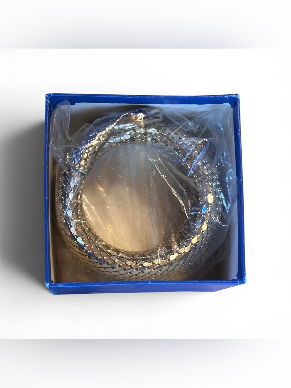 Vintage Whiting & Davis Gold Mesh Triple Coiled Snake Bracelet Original Box - Picture 5 of 6